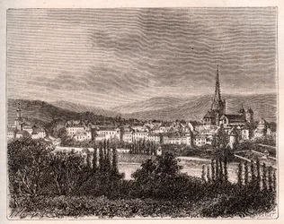 Autun - department of Saone-et-Loire - engraving in La France illustree: geography, history, statistical administration by V.A. Malt-Brown. 1884