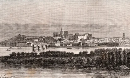 Avignon in Vaucluse - engraving in La France illustree: geography, history, administration statistique by V.A. Malt-Brown. 1884