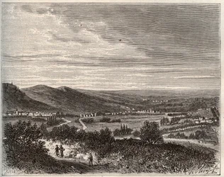 Ay and the mountain of Reims - department of the Marne - engraving in La France illustree: geography, history, statistical administration by V.A. Malt-Brown. 1884