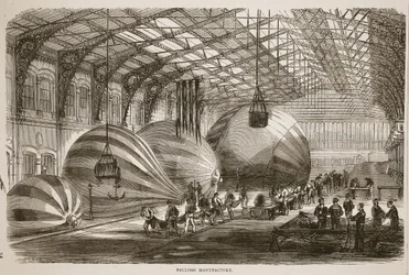 Balloon Manufactory, illustration from Cassells History of the War between France and Germany, 1870-1871