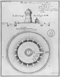 Belle Isle en Mer, plan and elevation of the tower of Houat