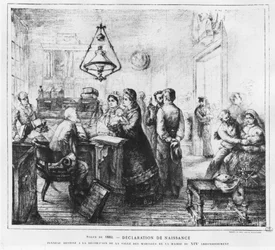 Birth Declaration - Drawing by H.E Blanchon, in 