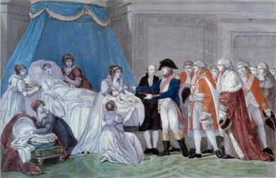 Birth of the King of Rome Napoleon II (Francois Charles Joseph Napoleon Bonaparte) (1811-1832): ceremony of the birth certificate of the son of Emperor Napoleon I (1769-1821) at the Palais des Tuileries on 20/03/1811