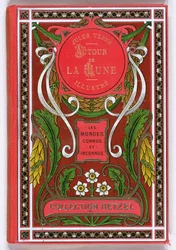 Book Cover of Around the Moon by Jules Verne, editions Hetzel, end of 19th century