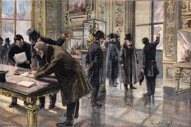 Burglary attempt at the Louvre museum, in Paris - Illustration from French newspaper Le Petit Parisien, February 2nd