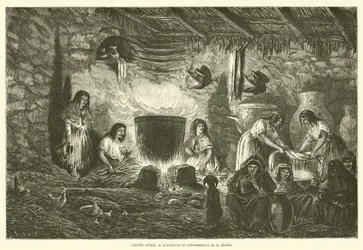 Urban Tavern, Distillation and Consumption of Chicha (engraving)