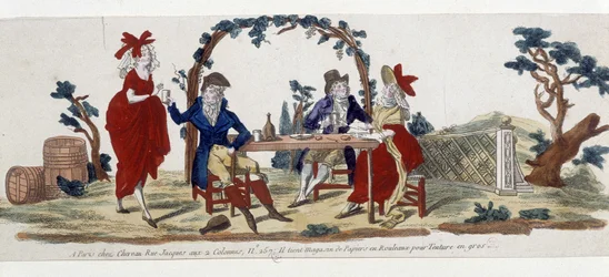 Café in Paris: chez Chereau, rue Jacques - engraving