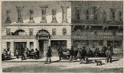 Cafe de la Regence de la Place du Palais-Royal in Paris in the 19th Century - Engraving in 
