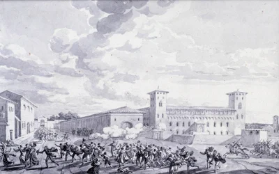 Campaign of Italy: view of the revolt of the city of Paris against the French occupation in May 1796. Anonymous drawing. Paris, Louvre Museum