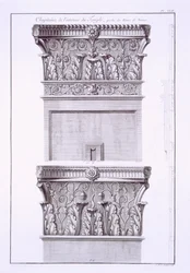 Capitals from the temple near the Roman Baths, Nimes, from Antiquities of France: Vol I, Monuments of Nimes