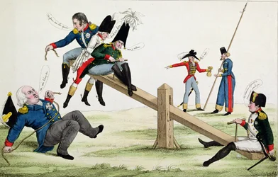 Caricature Depicting Louis XVIII, Napoleon, and the Allies at the Time of the Cent-Jours