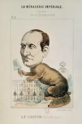 Caricature of Baron Georges Eugene Haussmann (1809-91) as a Beaver, from 