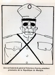 Caricature of General Victoriano Huerta (1854-1916) Acting President of the Republic of Mexico, illustration from Le Monde Illustre, published 1st March 1913