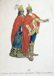 Carnival Costumes representing the Inca king and queen, late eighteenth century
