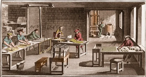 Cartier - Manufacture of Playing Cards - The Great Encyclopedie, ou Dictionnaire Raisonne des Sciences, des Arts et des Metiers by Denis Diderot and Jean d