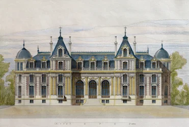 Castle of Neuflize Belonging to Pate Brothers, Garden Facade (engraved by F. Penel)