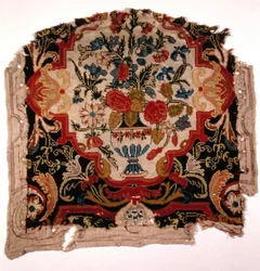 Chairback Depicting a Vase of Flowers