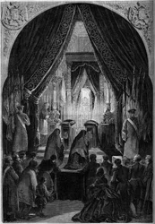 Funeral chapel during the funeral of Count Philippe Antoine Ornano (1784-1863), Marshal of the Empire. Paris, Invalides