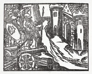 Charles uses a canon in a siege against the Chateaux d