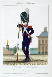 Chasseur of the National Guard, from Troupes Françaises, published by Basset, Paris, c.1790