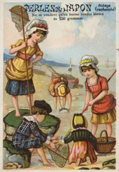 Children Fishing on Beach