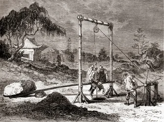 Chinese Workers in the 19th Century Digging a Well for the Extraction of Salt Water, from 