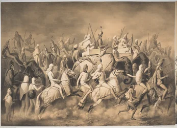 Chir Singh, Maharajah of the Sikhs and King of the Punjab with his retinue hunting near Lahore, from 