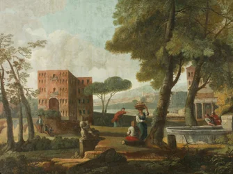 Classical landscape with sphinx, c.1700