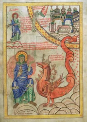 The Scarlet Woman, Mother of Abominations Meeting the Beast of the Apocalypse, from Liber Floridus by Lambert de Saint-Omer c.1120