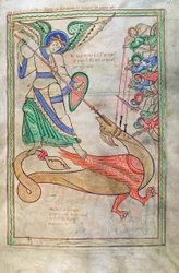 Saint Michael Fighting the Dragon, from Liber Floridus by Lambert de Saint-Omer c.1120