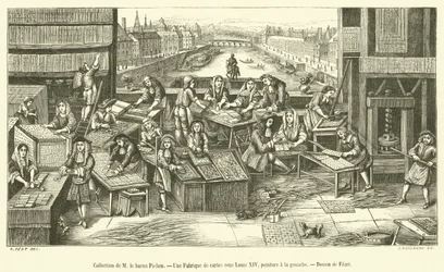 Collection of Baron Pichon, A Card Factory under Louis XIV (engraving)