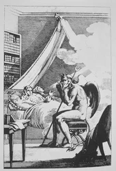 Collin de Plancy conversing with the Devil, from Le Diable Peint par Lui-meme, illustrated in a history of magic published late 19th century
