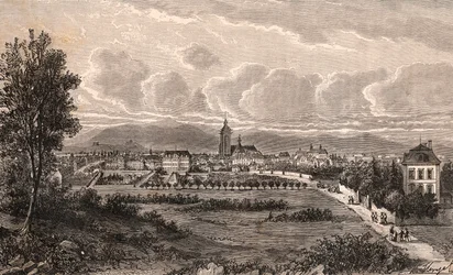 Colmar - Haut-Rhin, en Alsace - engraving in 