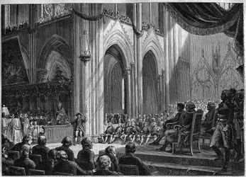 Concordat of 1801 - Reintroduction of Catholic Rites, Easter, 8 April 1802 Notre-Dame of Paris - Official restoration of cults in the presence of Bonaparte: Te deum at Notre Dame