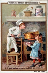 Cook in his oven - chromo. Liébig