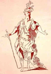 Costume design for a River God, from the Menus Plaisirs Collection, facsimile by A. Guillaumot Fils, c.1750