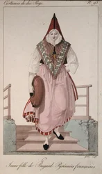 Costume of a young girl from Bugard in the French Pyrenees