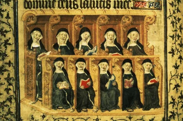 Nuns in a Choir Stall, from the Psalter of Henry VI, Paris