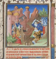 Battle of Louis VII and his father, from Grandes Chroniques de France