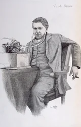 Cover illustration of La Revue Illustree depicting Thomas Alva Edison, 1889