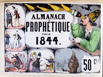 Cover of a Prophetic Almanac depicting Nostradamus