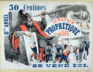 Cover of a Prophetic Almanac depicting Nostradamus