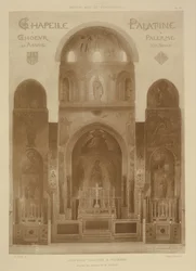 Cross-Section from the East End of the Palatine Chapel, Palermo, Sicily, from Fragments of Architecture of the Middle Ages and the Renaissance, engraved by Jules Adolphe Chauvet