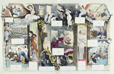 Cross-section of a Parisian house, illustration from La Vie Parisienne, c.1875
