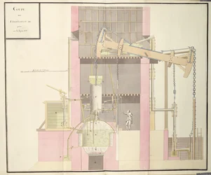 Cross-Section of a Steam Machine to Extract Water from Mines, c.1760