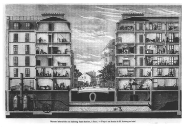 Cross-Section of Industrial Houses at Faubourg Saint-Antoine in Paris, Illustration from Le Magasin Pittoresque, 1885