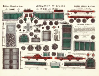 Cut-Out Designs for a Steam Locomotive and Tender, c.1880
