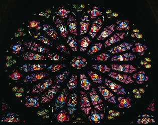 Death and Assumption of the Virgin and the Heavenly Choir, from the west rose window, c.1260