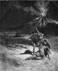 Death of Gaius Plinius Secundus the Elder. Pliny the Elder (23-79), naturalist and Latin writer (During the eruption of Vesuvius; in 79 he went there to observe this phenomenon; but, having approached too close to the volcano, he was asphyxiated)