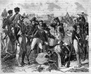 Death of Marshal Jean Lannes (1769-1809), Marshal of Empire in Essling. Engraving in 